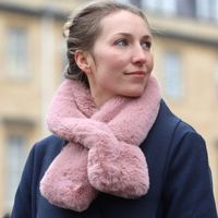 Faux fur loop through scarf in dusky pink