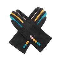 Faux suede multi coloured gloves in Black
