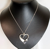 Shiny & Matt Silver Twisted Heart Necklace