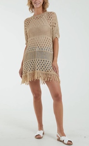 Gold Metallic Crochet Tassel Jumper/Dress